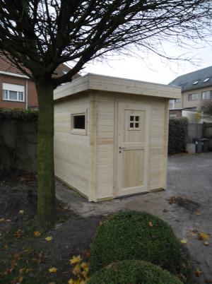 compact tuinhuis plat dak (nog onbehandeld hout) Gestel